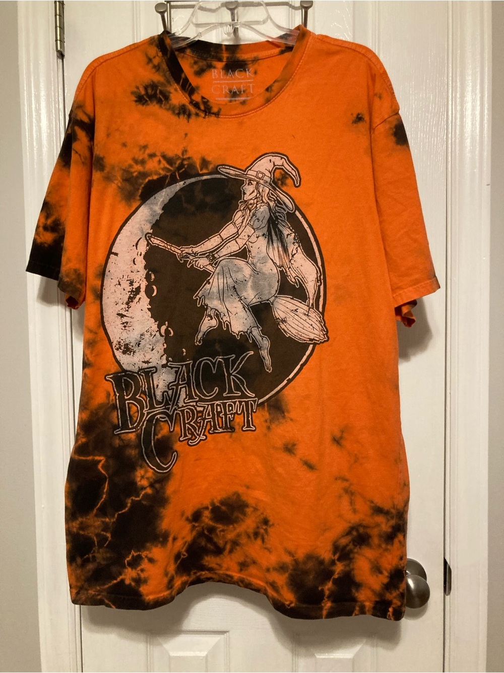 Black Craft Orange Tie-Dye Witch Graphic Short Sleeve Tee
